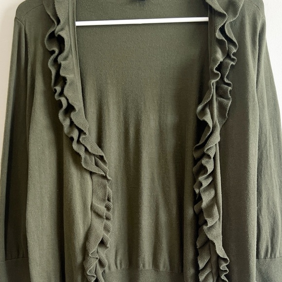 Talbots Pima Cotton Ruffle Cardigan - Picture 2 of 3